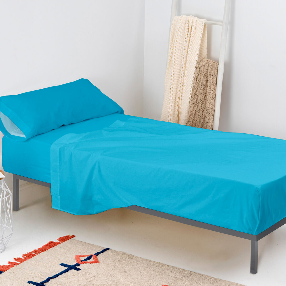 Underlakan HappyFriday BASIC KIDS Turkos 105 x 200 x 32 cm